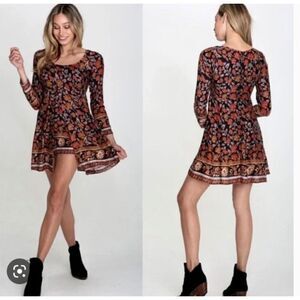 Revolve RAGA Size Medium Romper Shorts Long Sleeve Boho Cottage Peasant